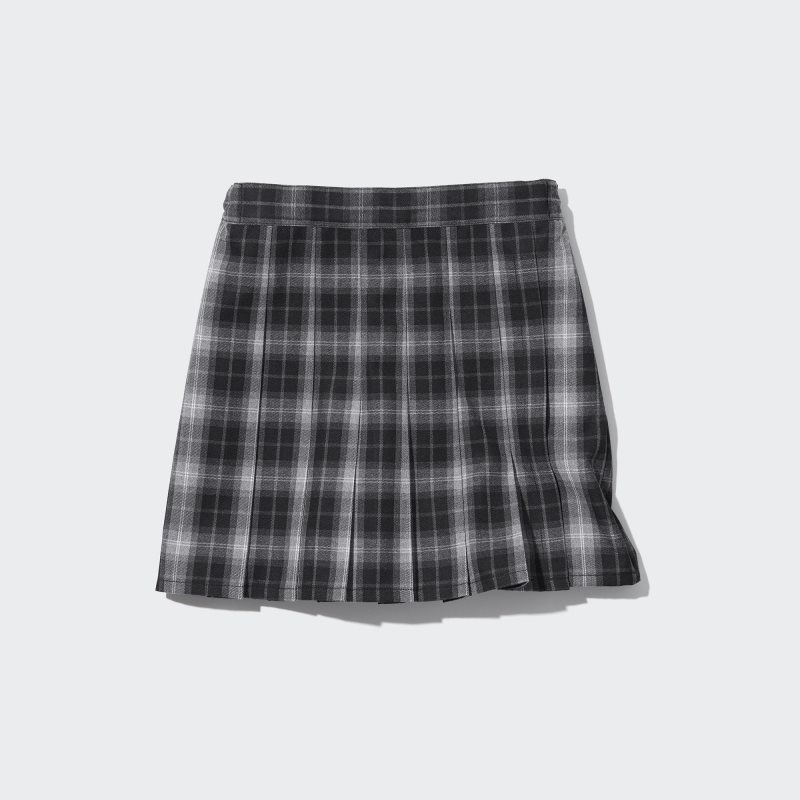 Black Kids Uniqlo Checked Pleated Mini Skort Skirts | USA GMIVW-4536