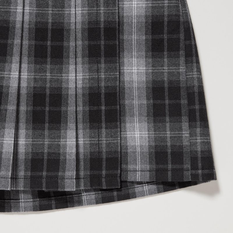 Black Kids Uniqlo Checked Pleated Mini Skort Skirts | USA GMIVW-4536