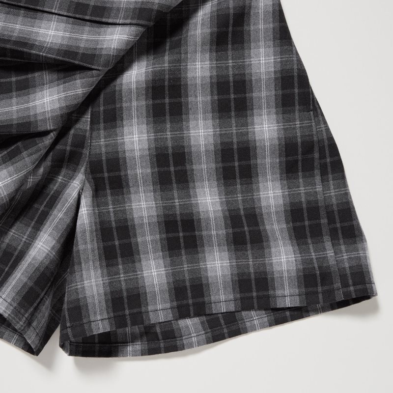 Black Kids Uniqlo Checked Pleated Mini Skort Skirts | USA GMIVW-4536