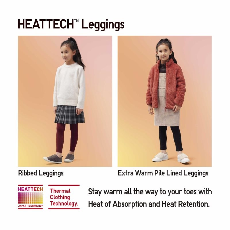 Black Kids Uniqlo Heattech Extra Warm Pile-lined Leggings | USA BQJLD-5391