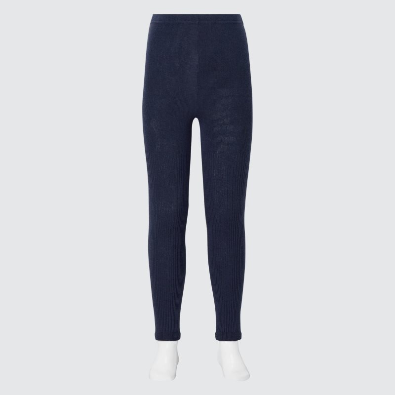 Black Kids Uniqlo Heattech Ribbed Leggings | USA HBACE-4938