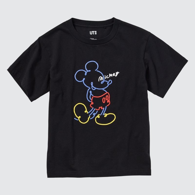 Black Kids Uniqlo Mickey Stands Ut (Short Sleeve Graphic) T Shirts | USA EBJKG-6725