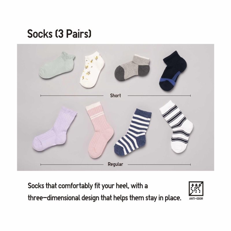 Black Kids Uniqlo Regular (3 Pairs) Socks | USA BNLVG-3670