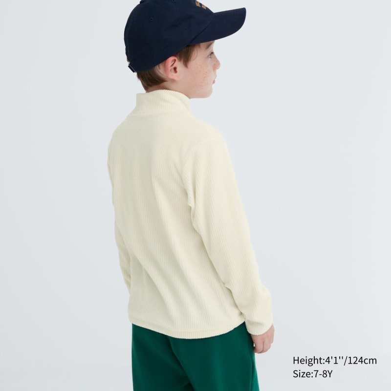 Black Kids Uniqlo Ribbed Fleece High Neck Long-sleeve T Shirts | USA ELAYV-0928