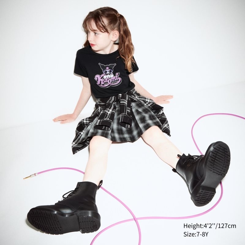 Black Kids Uniqlo Sanrio Characters: Kuromi & My Melody Cropped Ut (Short-sleeve Graphic) T Shirts | USA QCWYJ-2658