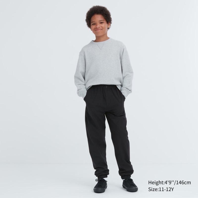 Black Kids Uniqlo Stretch Warm Lined Jogger | USA XHLRT-4310