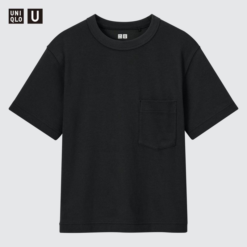 Black Kids Uniqlo U Airism Cotton Crew Neck Short-sleeve T Shirts | USA PBAXK-2061