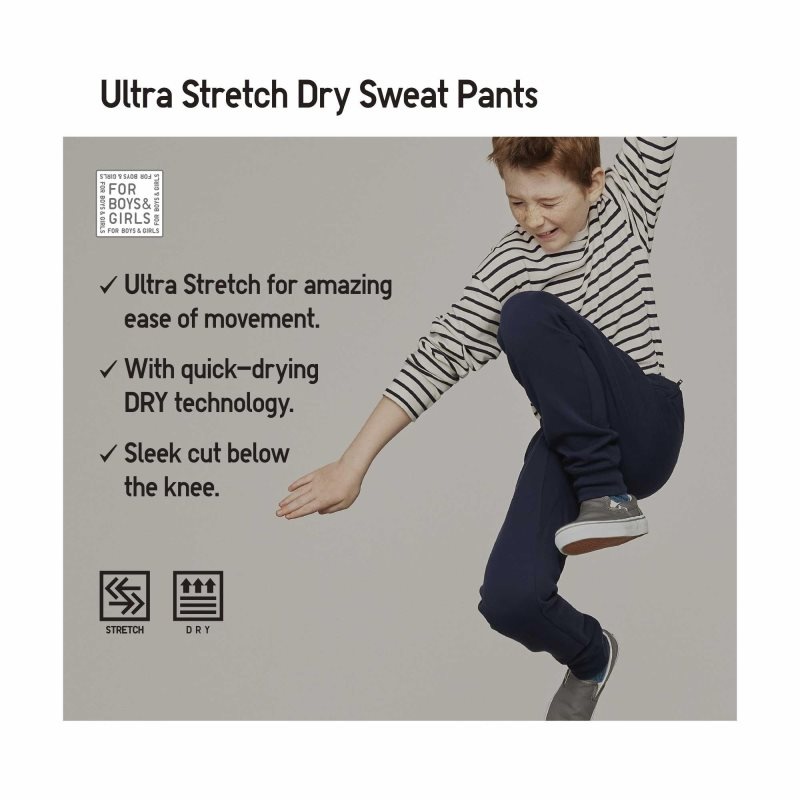 Black Kids Uniqlo Ultra Stretch Dry Sweatpants | USA KYXCD-4239