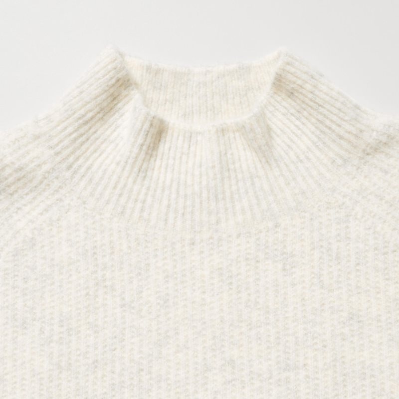 Black Men Uniqlo 3d Knit Souffle Yarn Mock Neck Sweaters | USA LVAON-7235