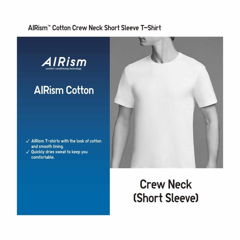 Black Men Uniqlo Airism Cotton Crew Neck T Shirts | USA IYCJV-2910