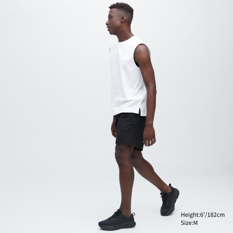 Black Men Uniqlo Airism Cotton Sleeveless T Shirts | USA TOALY-4613