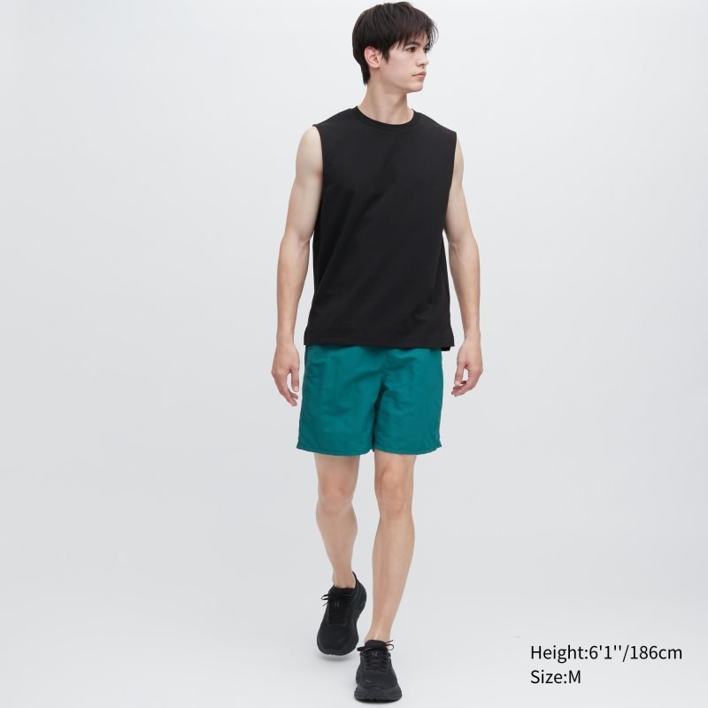 Black Men Uniqlo Airism Cotton Sleeveless T Shirts | USA TOALY-4613