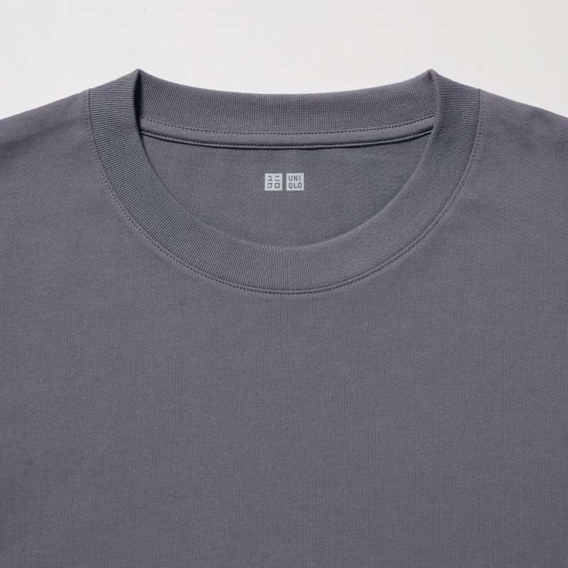 Black Men Uniqlo Airism Cotton Uv Protection Crew Neck T Shirts | USA UTQOZ-5201