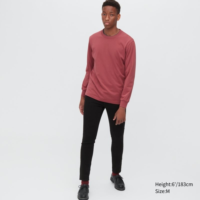 Black Men Uniqlo Airism Cotton Uv Protection Crew Neck T Shirts | USA FDCHJ-8513