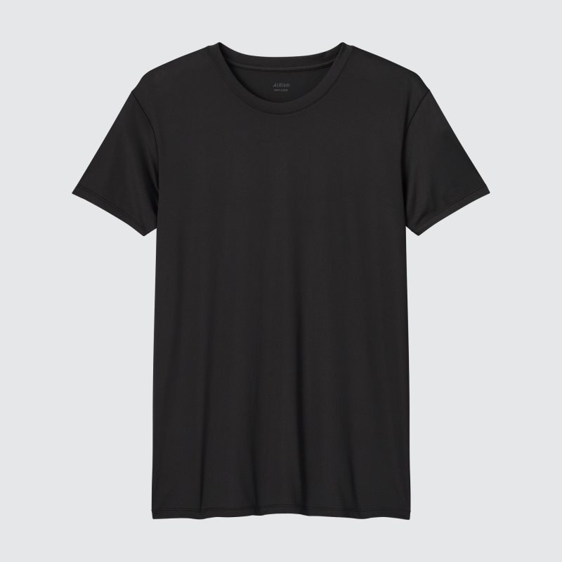 Black Men Uniqlo Airism Crew Neck Short-sleeve T Shirts | USA NMDCP-4158