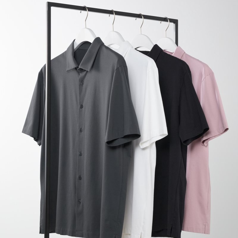 Black Men Uniqlo Airism Full Open Short-sleeve Polo Shirts | USA WFADB-8610