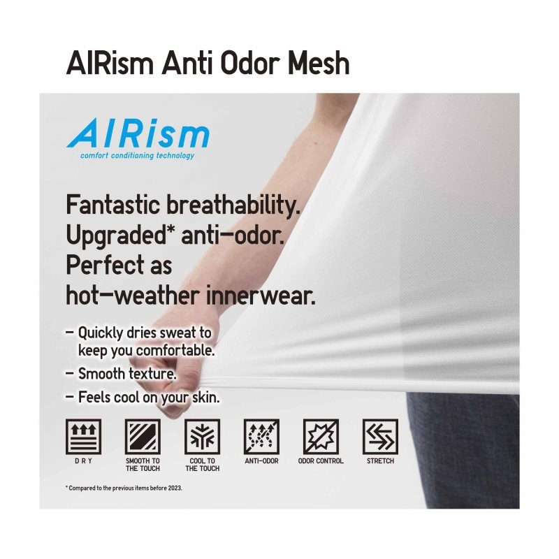 Black Men Uniqlo Airism Mesh Anti-odor V-neck T Shirts | USA SGJDW-8456