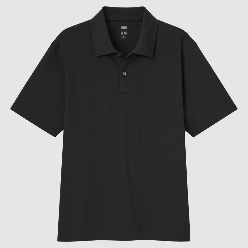 Black Men Uniqlo Airism Polo Shirts | USA KGRIA-9173