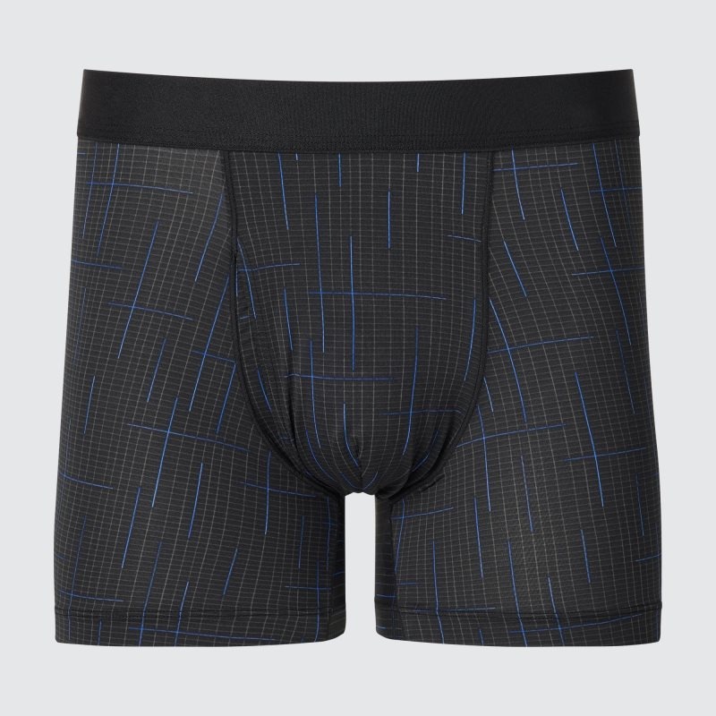 Black Men Uniqlo Airism Printed Boxer Briefs | USA LHFQE-5378