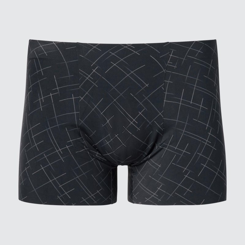 Black Men Uniqlo Airism Seamless Printed Boxer Briefs | USA AXELB-6571