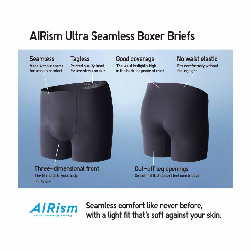 Black Men Uniqlo Airism Ultra Seamless Boxer Briefs | USA LPEIR-2046