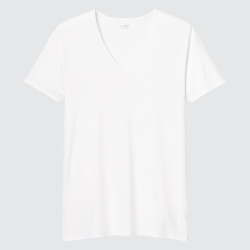 Black Men Uniqlo Airism V-neck Short-sleeve T Shirts | USA HTQRM-0987