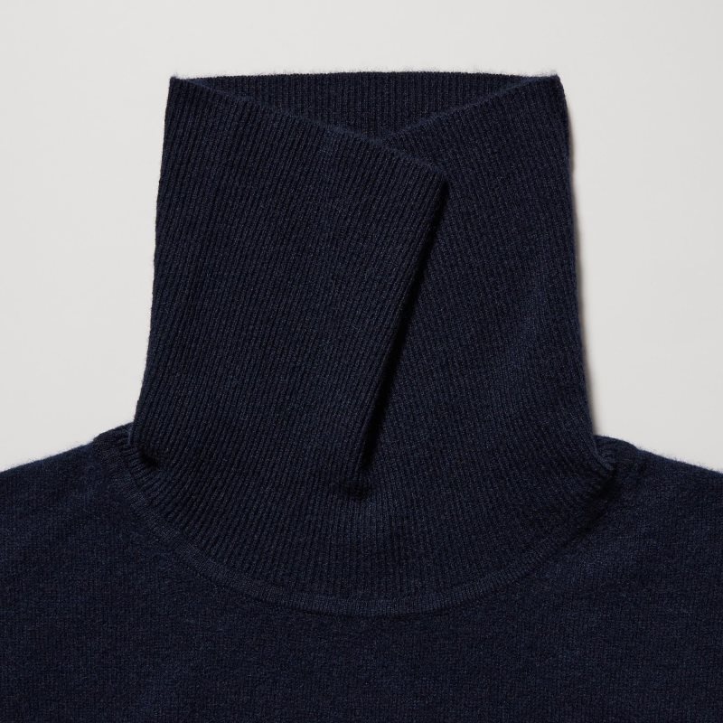 Black Men Uniqlo Cashmere Turtleneck Long-sleeve Sweaters | USA BPKNA-7420