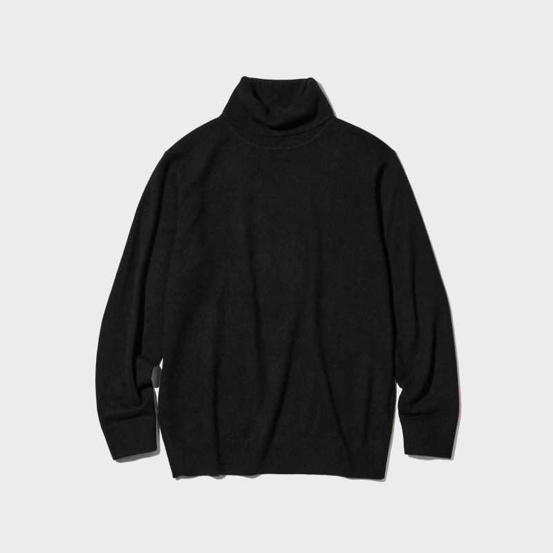 Black Men Uniqlo Cashmere Turtleneck Long-sleeve Sweaters | USA BPKNA-7420