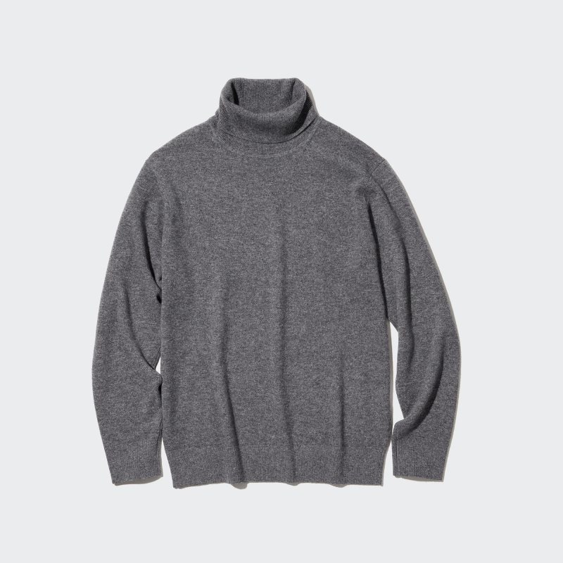 Black Men Uniqlo Cashmere Turtleneck Long-sleeve Sweaters | USA UNPEW-1729