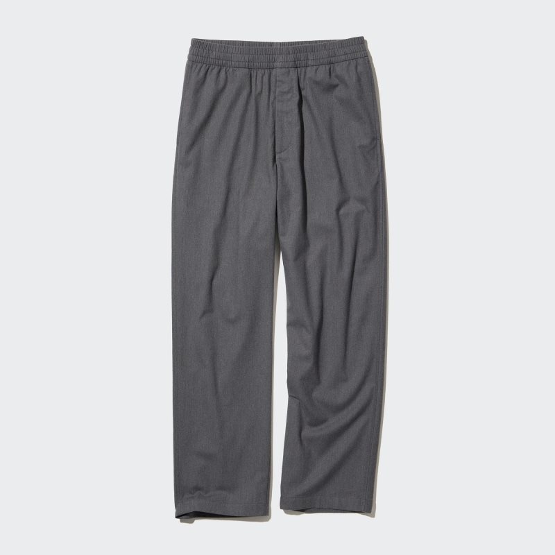 Black Men Uniqlo Flannel Easy Ankle Pants | USA BLSGN-7482