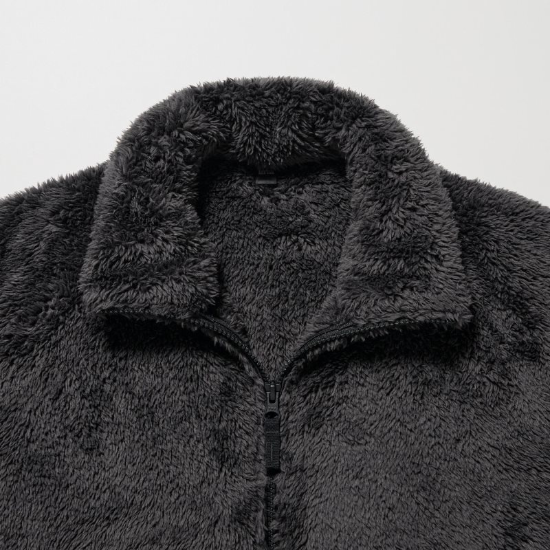 Black Men Uniqlo Fluffy Yarn Fleece Full-zip Jackets | USA TMDJU-1487