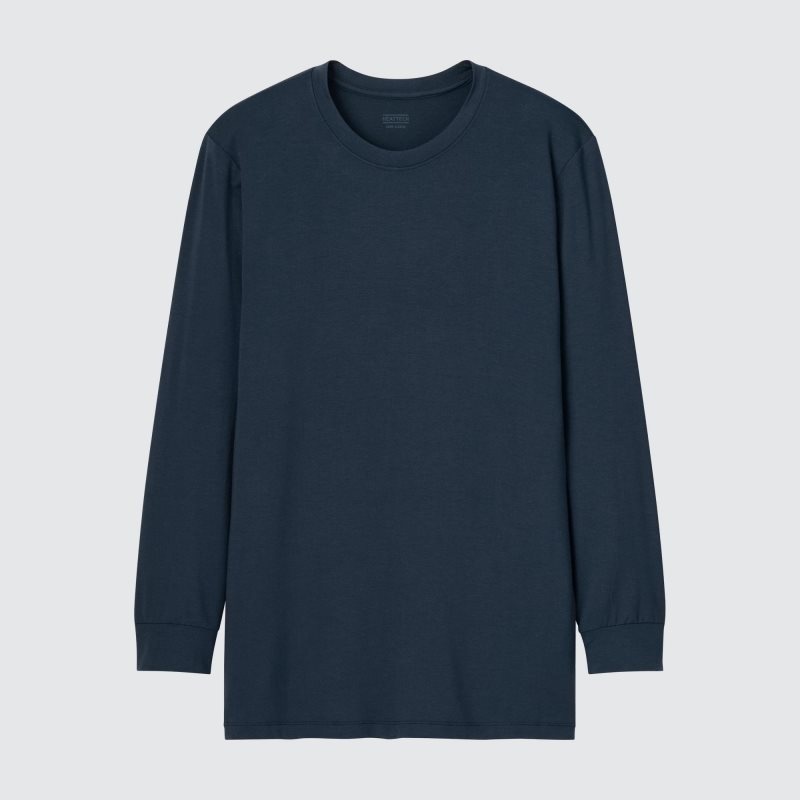 Black Men Uniqlo Heattech Crew Neck Long-sleeve T Shirts | USA GDSBK-2645