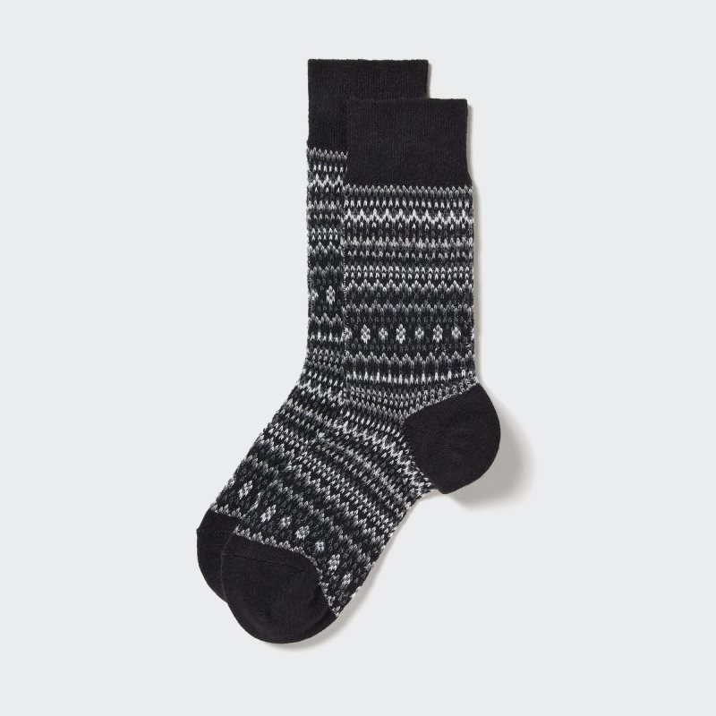 Black Men Uniqlo Heattech Fair Isle Socks | USA OLBVJ-8637