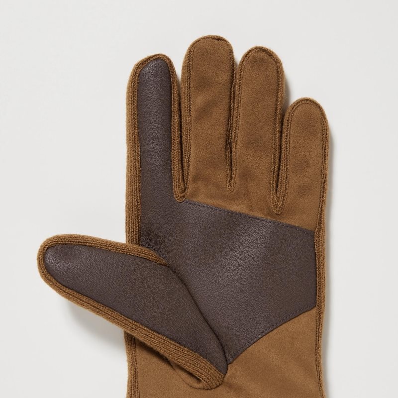 Black Men Uniqlo Heattech Lined Faux Suede Gloves | USA BGSQY-2143