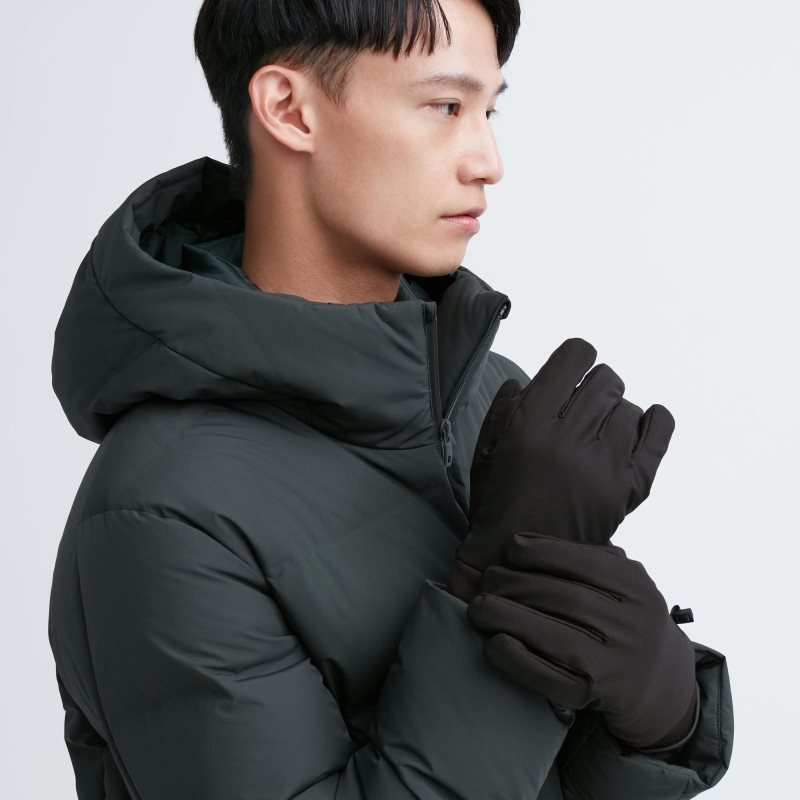 Black Men Uniqlo Heattech Lined Function Gloves | USA OIWLF-1704