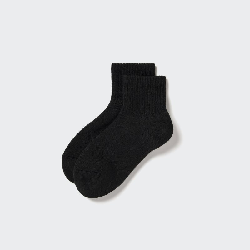 Black Men Uniqlo Heattech Pile Half Socks | USA ISBZC-3180