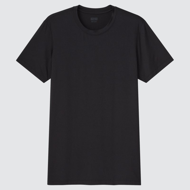 Black Men Uniqlo Heattech Short-sleeve (2021 Edition) T Shirts | USA MUOSA-4259