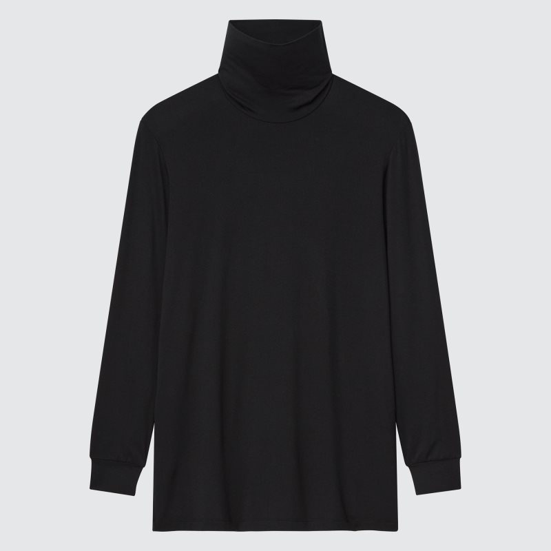 Black Men Uniqlo Heattech Turtleneck T Shirts | USA STJVX-5036