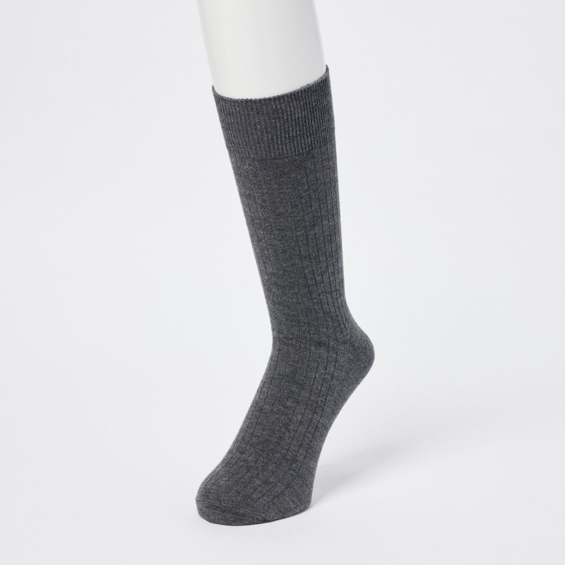 Black Men Uniqlo Heattech Wide Ribbed Socks | USA PJTEO-9072