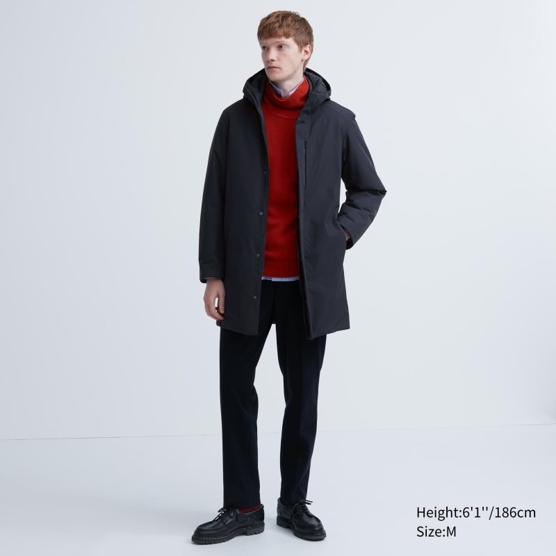 Black Men Uniqlo Hybrid Down Coats | USA OURCZ-7614