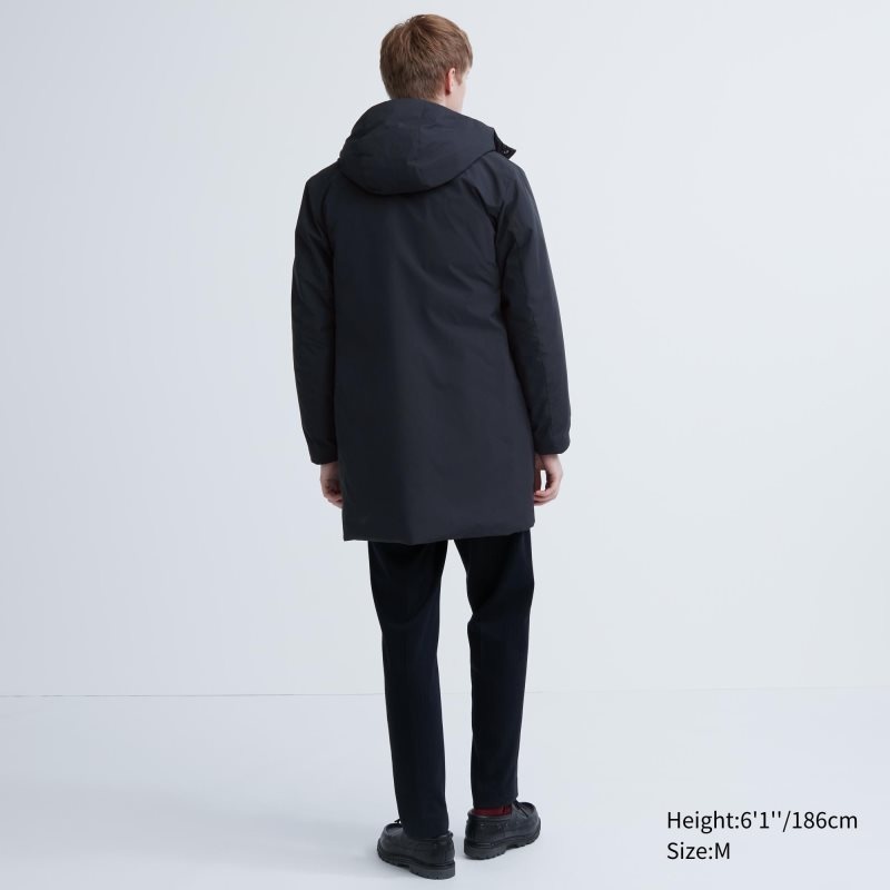 Black Men Uniqlo Hybrid Down Coats | USA OURCZ-7614