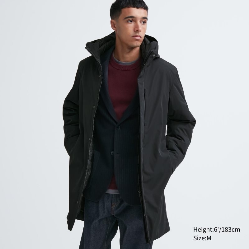 Black Men Uniqlo Hybrid Down Coats | USA OURCZ-7614