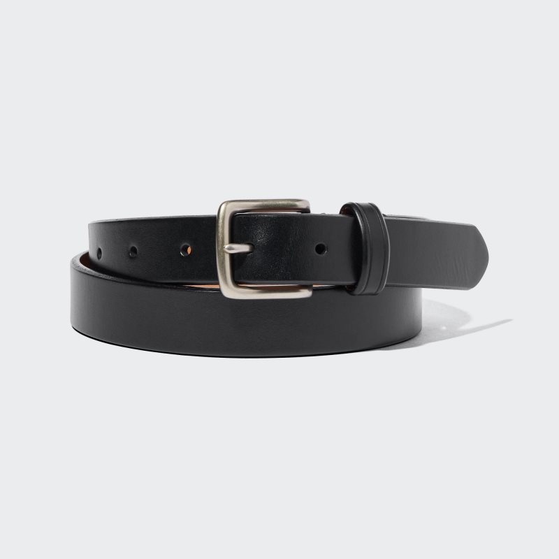 Black Men Uniqlo Italian Leather Saddle Belts | USA QXNSW-8165