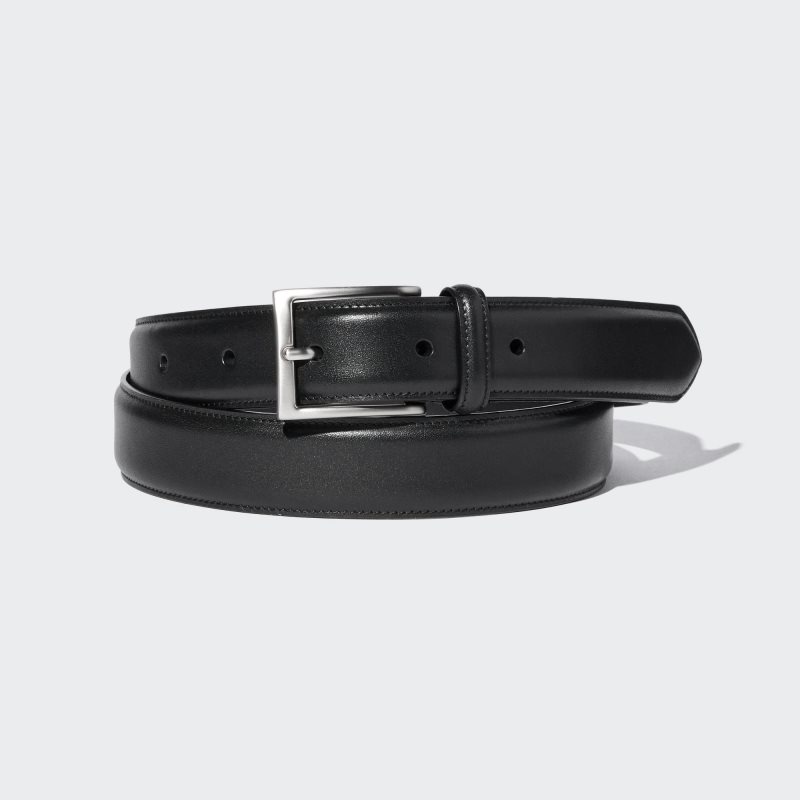 Black Men Uniqlo Italian Leather Stitched Belts | USA WIOYK-6017