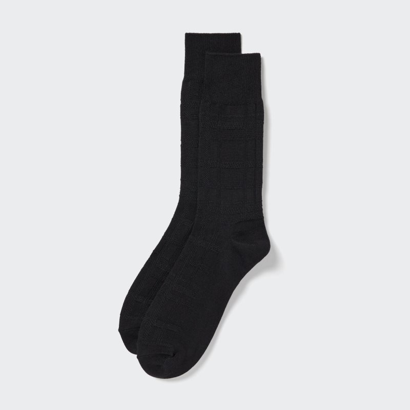 Black Men Uniqlo Links Checked Socks | USA XRKHY-2904