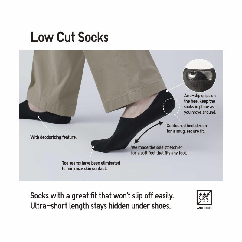 Black Men Uniqlo Low Cut Socks | USA CWBAJ-6378