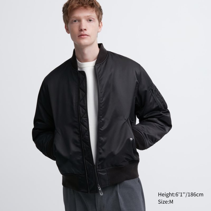 Black Men Uniqlo Ma-1 Jackets | USA LOTKP-0469