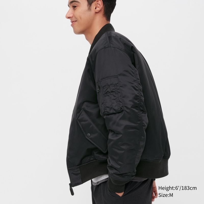 Black Men Uniqlo Ma-1 Jackets | USA OPFEJ-3870