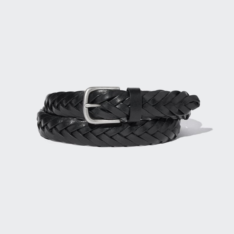 Black Men Uniqlo Mesh Leather Wide Belts | USA WSRXD-5048