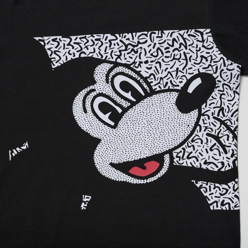 Black Men Uniqlo Mickey Mouse X Keith Haring Ut (Oversized Short-sleeve Graphic) T Shirts | USA PKGMV-8594